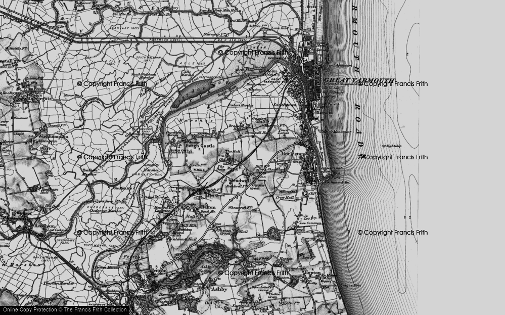 Old Map of Historic Map covering Bradwell Hall in 1898