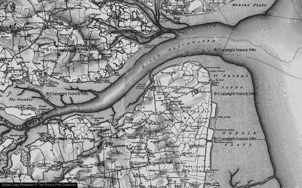 Old Map of Historic Map covering Bradwell Creek in 1895