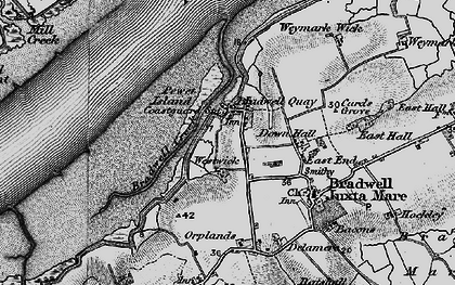 Old map of Bradwell Waterside in 1895