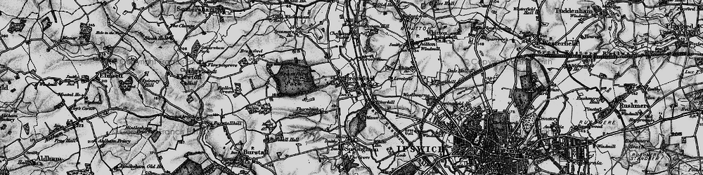 Old map of Bramford in 1896
