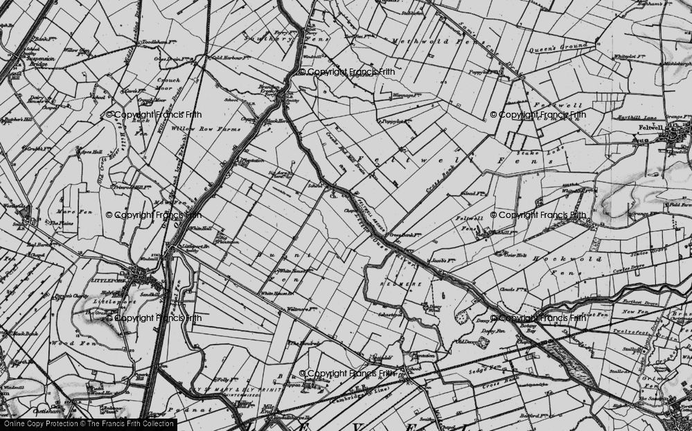 Old Map of Historic Map covering Burnt Fen in 1898