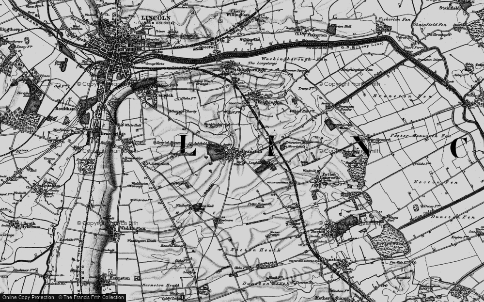 Old Map of Branston, 1899 in 1899