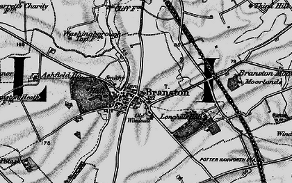 Old map of Branston in 1899
