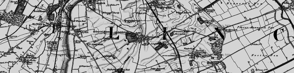 Old map of Branston in 1899