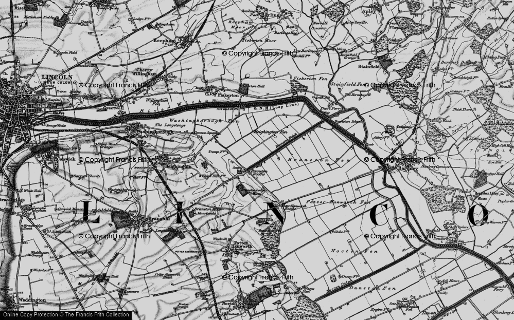 Old Map of Historic Map covering Branston Lodge in 1899