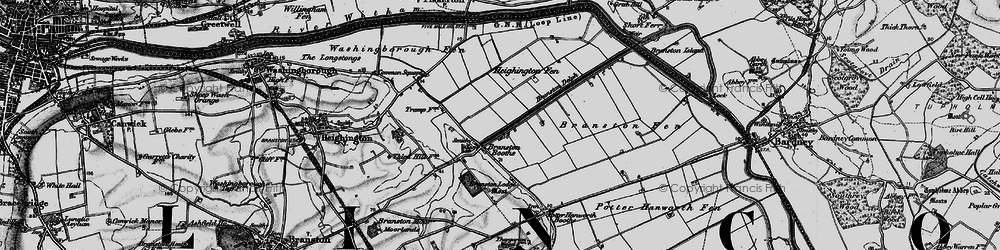 Old map of Branston Lodge in 1899
