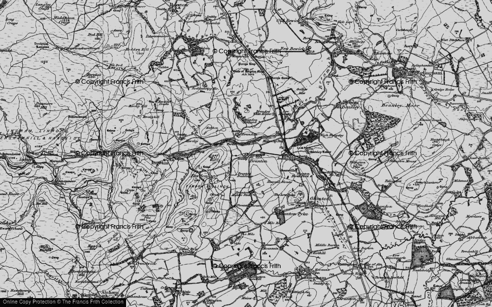 Old Map of Historic Map covering Brandon Hillhead in 1897
