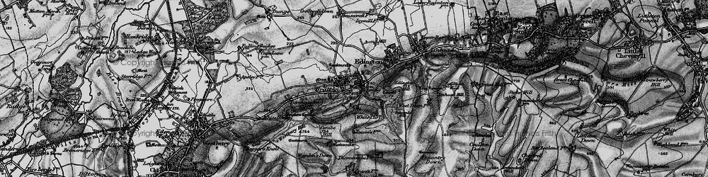 Old map of Westbury White Horse in 1898