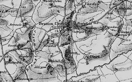 Old map of Bratton Clovelly in 1895
