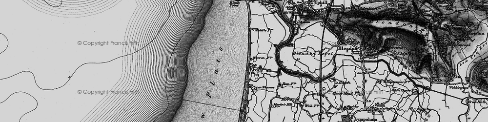 Old map of Brean in 1898