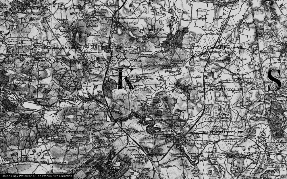 Old Map of Historic Map covering Brearton Moor in 1898