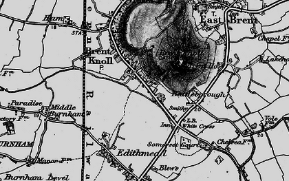 Old map of Brent Knoll in 1898