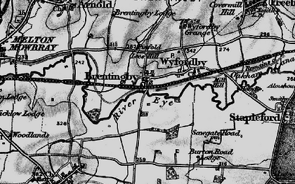 Old map of Brentingby in 1899