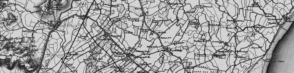 Old map of Brenzett Green in 1895