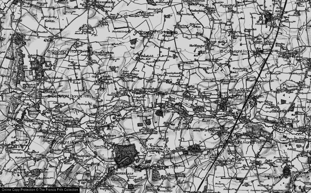 Old Map of Bressingham, 1898 in 1898