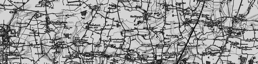 Old map of Bressingham Common in 1898