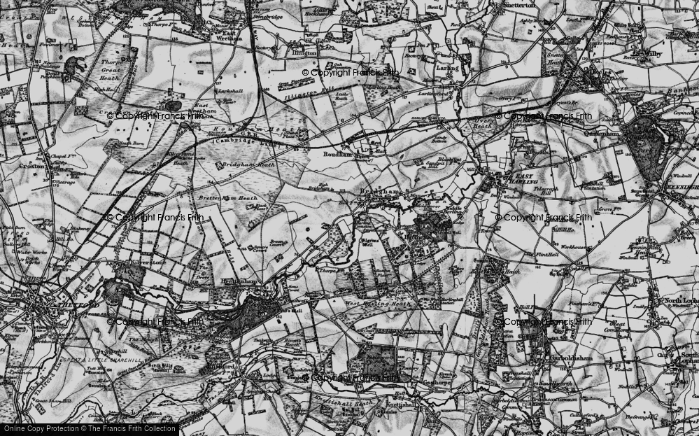 Old Map of Historic Map covering Bridgham Heath in 1898