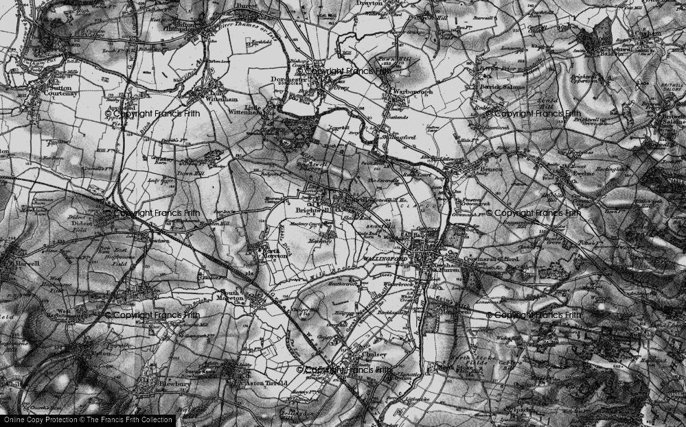 Old Map of Historic Map covering Brightwell Barrow in 1895