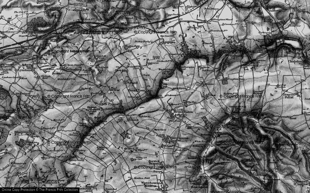 Old Map of Historic Map covering Broadtown Hill in 1898