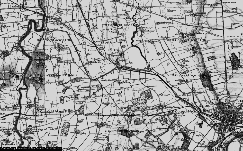 Old Map of Historic Map covering Drinsey Nook in 1899