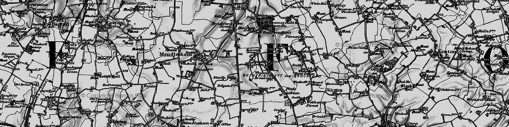 Old map of Brockford Green in 1898
