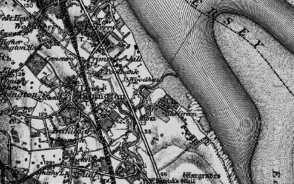 Old map of Bromborough Pool in 1896