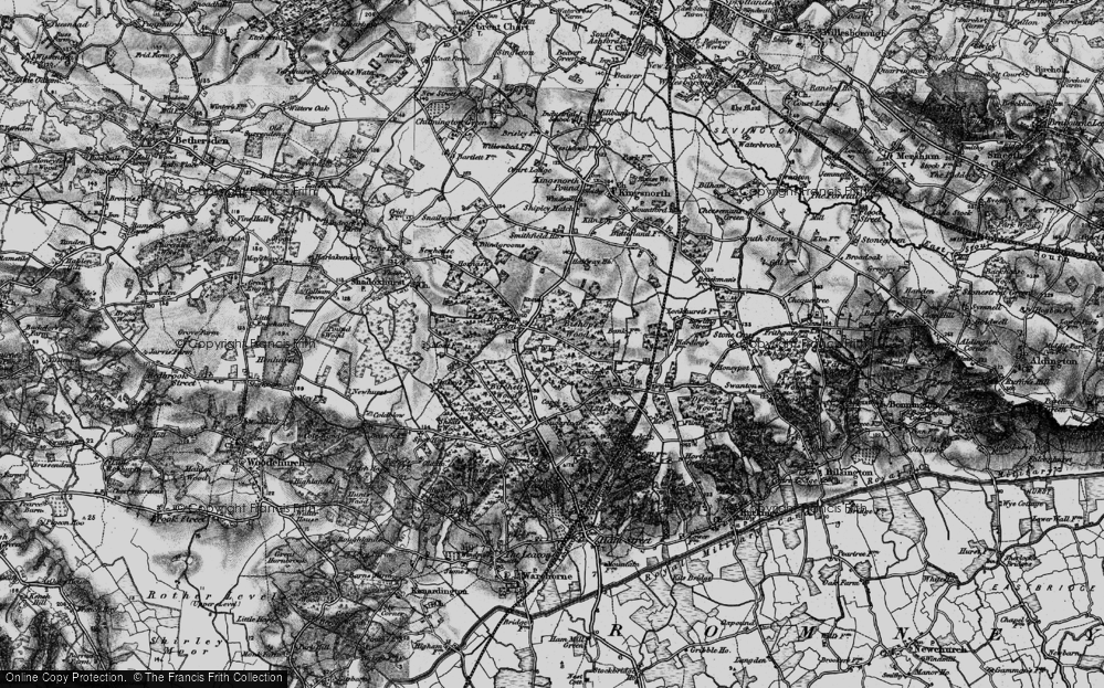Old Map of Historic Map covering Birchett Wood in 1895