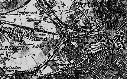 Old map of Brondesbury in 1896