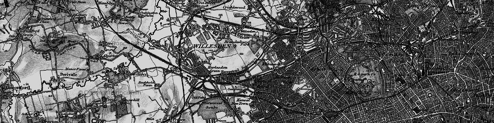 Old map of Brondesbury Park in 1896