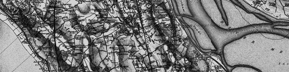 Old map of Bromborough Rake Sta in 1896