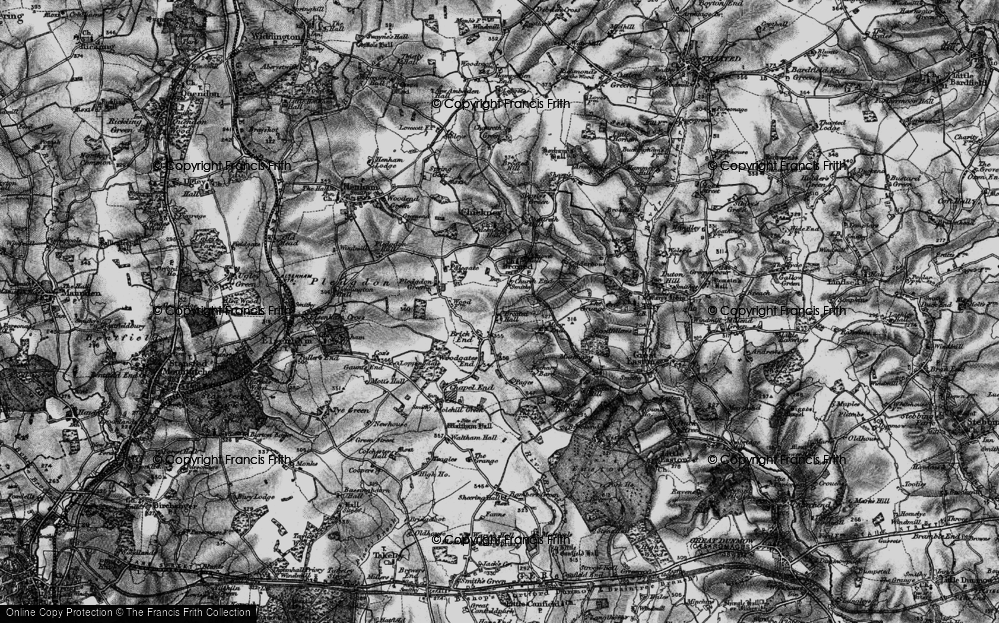 Old Map of Historic Map covering Broxted Hall in 1895