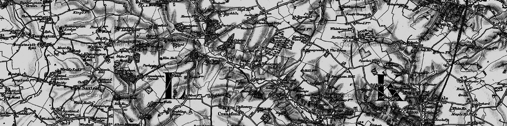 Old map of Bruisyard Wood in 1898