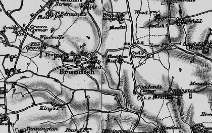 Old map of Brundish in 1898