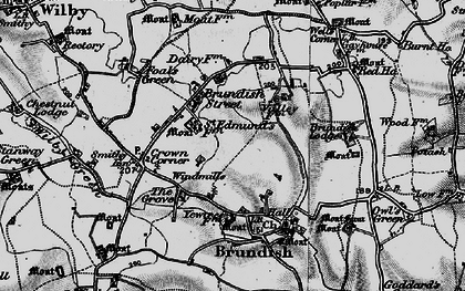 Old map of Brundish Lodge in 1898