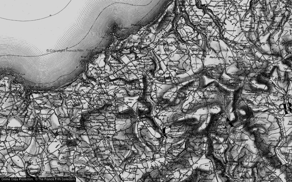 Old Map of Historic Map covering Brynceri in 1898