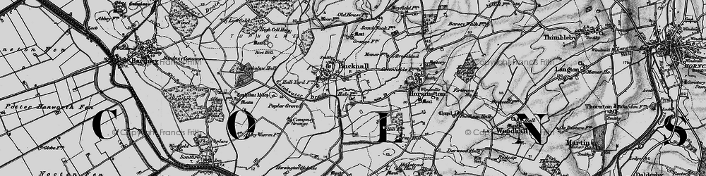 Old map of Bucknall in 1899
