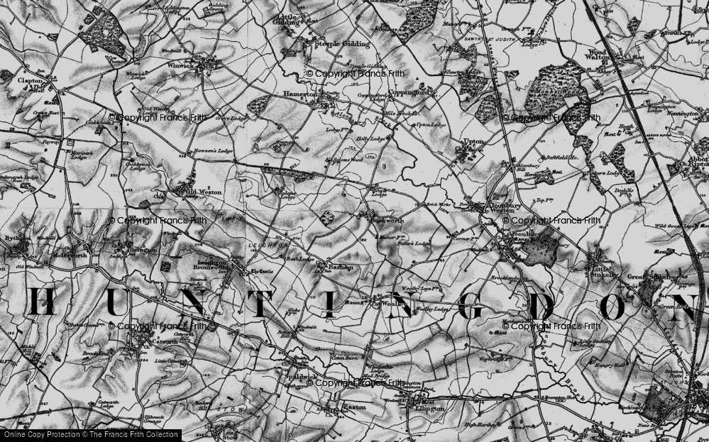Old Map of Historic Map covering Buckworth Wood in 1898