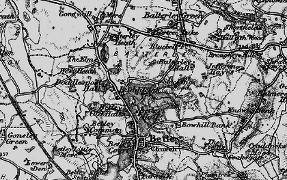 Old map of Bentley Old Hall in 1897