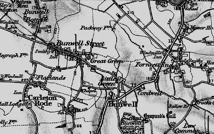 Old map of Bunwell in 1898