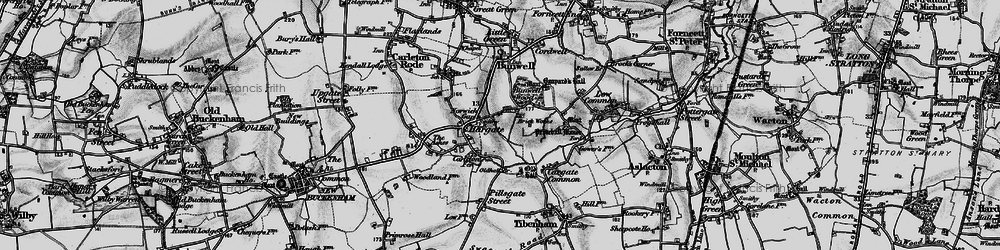 Old map of Bunwell Hill in 1898