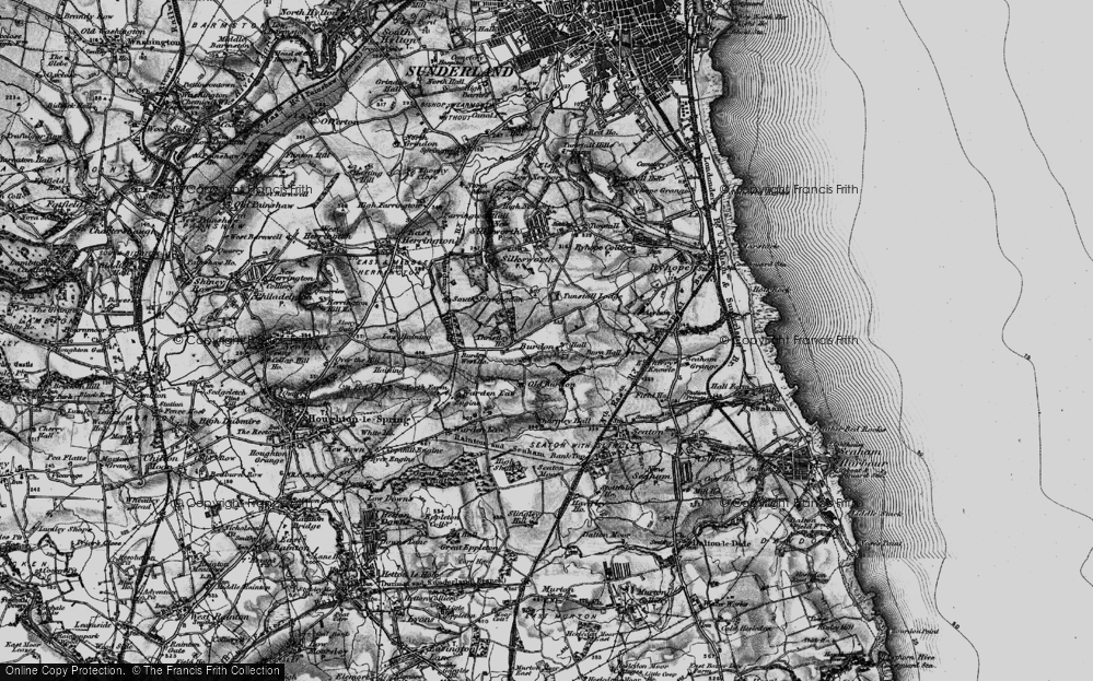 Old Map of Burdon, 1898 in 1898