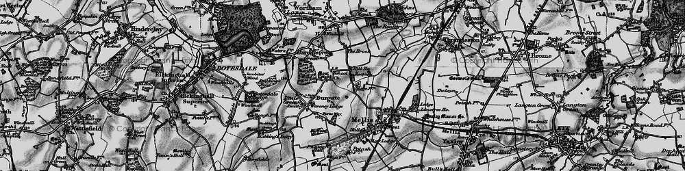 Old map of Burgate in 1898