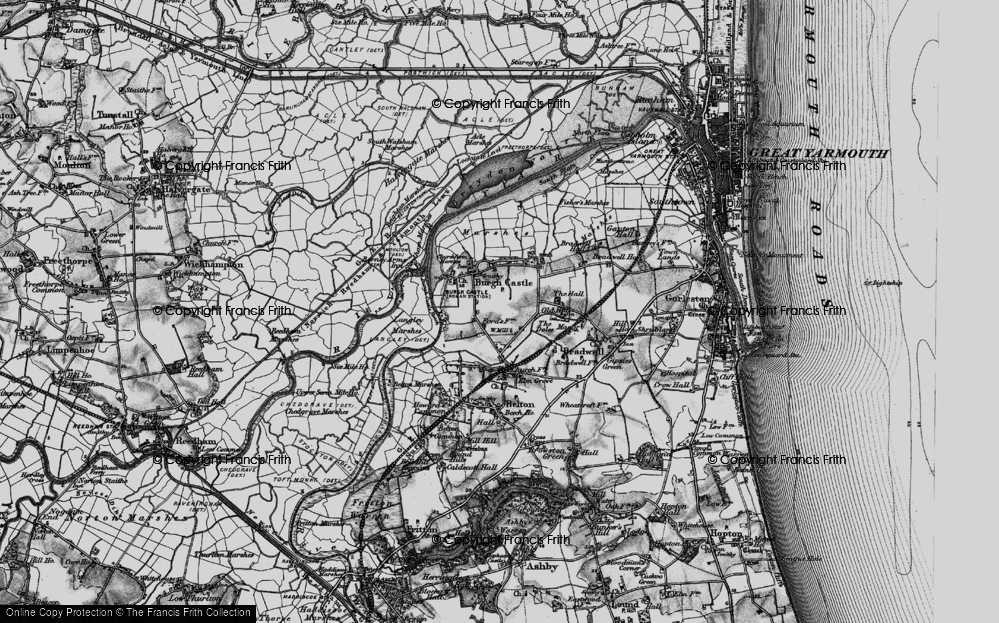 Old Map of Historic Map covering Burgh Castle Reach in 1898