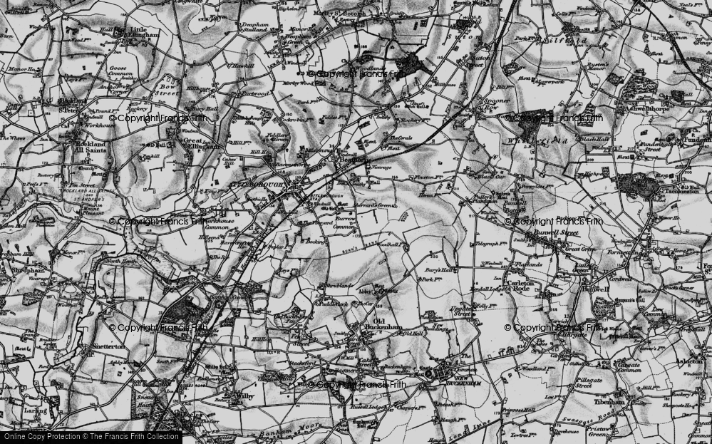 Old Map of Historic Map covering Old Buckenham Airfield in 1898