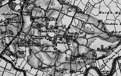 Old map of Wheatacre Marshes in 1898