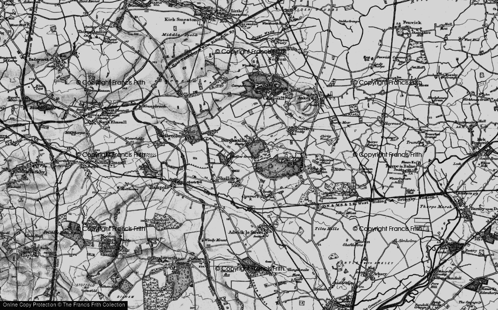 Old Map of Historic Map covering Burghwallis Grange in 1895