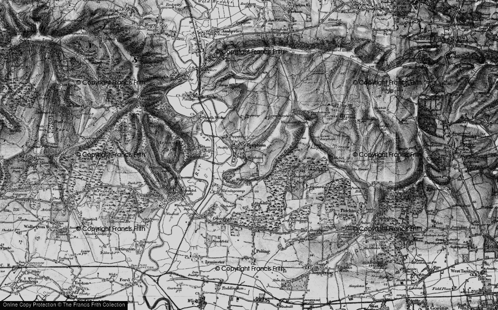 Old Map of Historic Map covering Barpham Hill in 1895