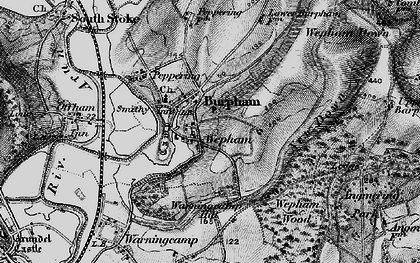 Old map of Burpham High Barn in 1895