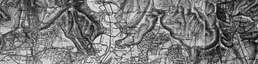 Old map of Burpham High Barn in 1895