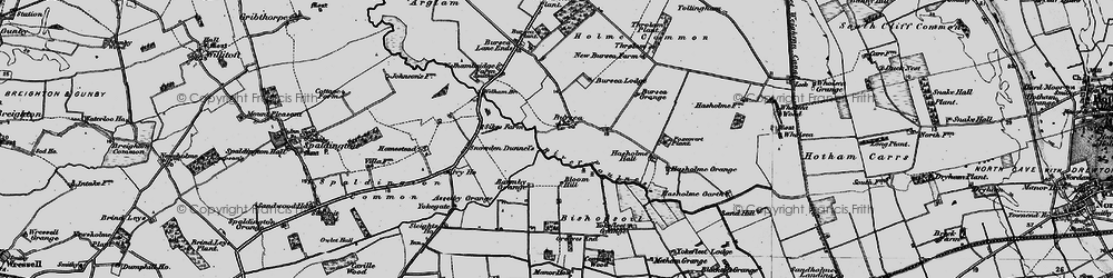 Old map of Bursea Grange in 1895